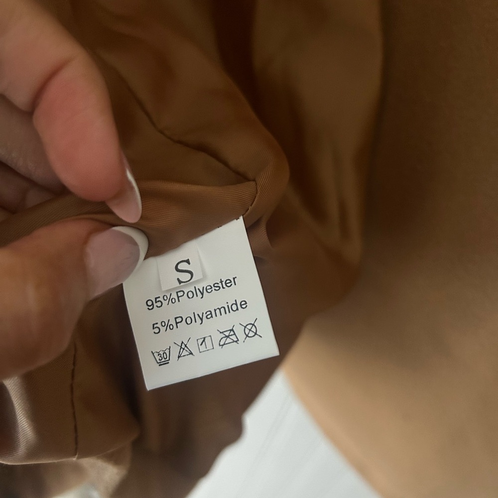 Tan Camel Small Double-Breasted Women's Trench Coat - Picture 2 of 6